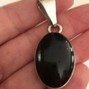 Onyx and silver pendant Vintage